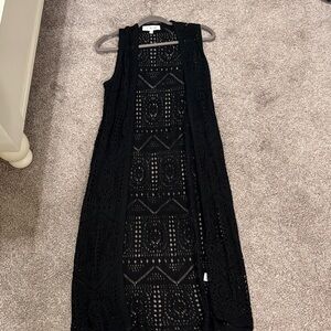 Chelsea & Theodore Black Crochet duster cardigan